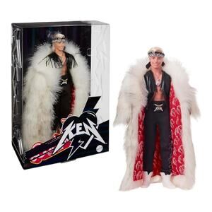Barbie The Movie Collectible Ken Doll Wearing Big Faux Fur Coat